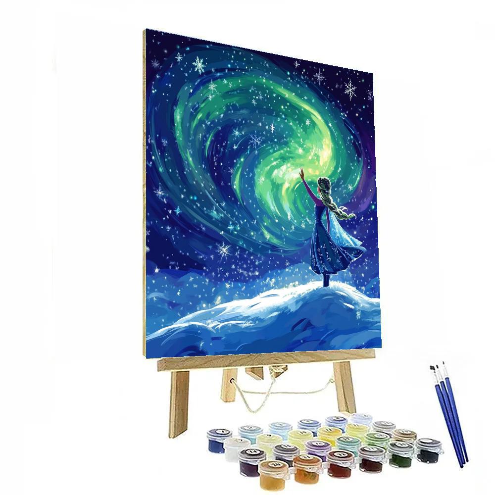 Elsa’s Northern Lights Magic Disney Inspired DIY paint by numbers