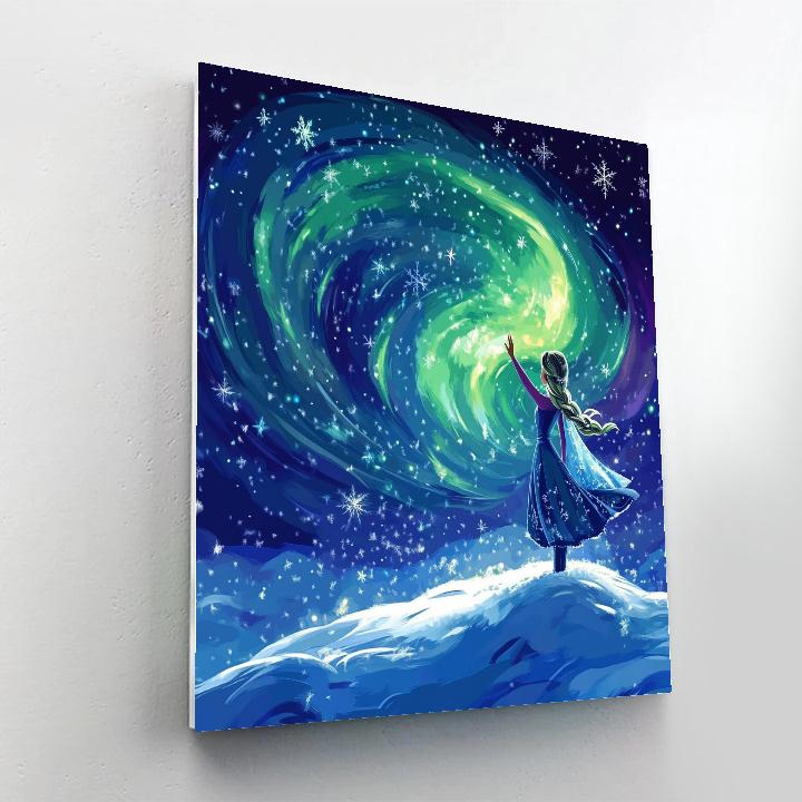 Elsa’s Northern Lights Magic Disney Inspired DIY paint by numbers
