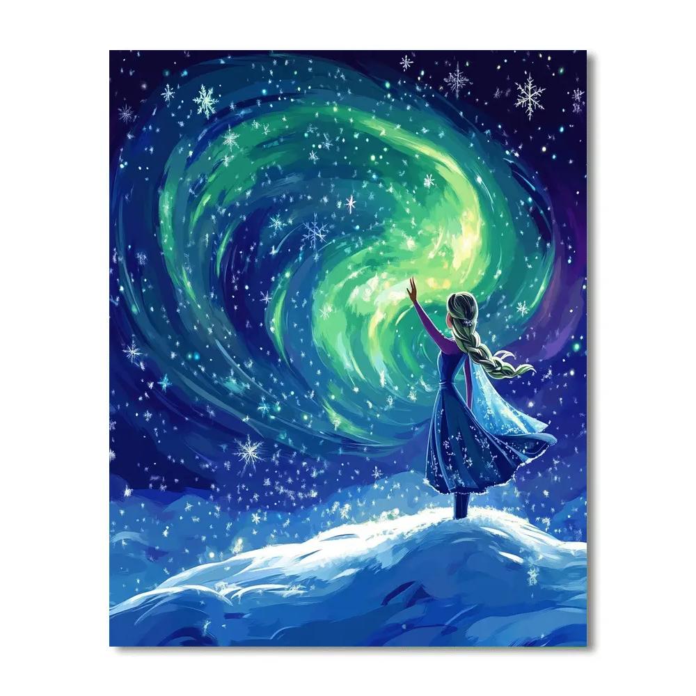 Elsa’s Northern Lights Magic Disney Inspired DIY paint by numbers
