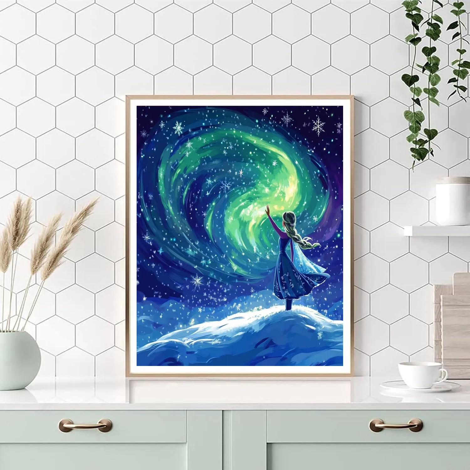 Elsa’s Northern Lights Magic Disney Inspired DIY paint by numbers