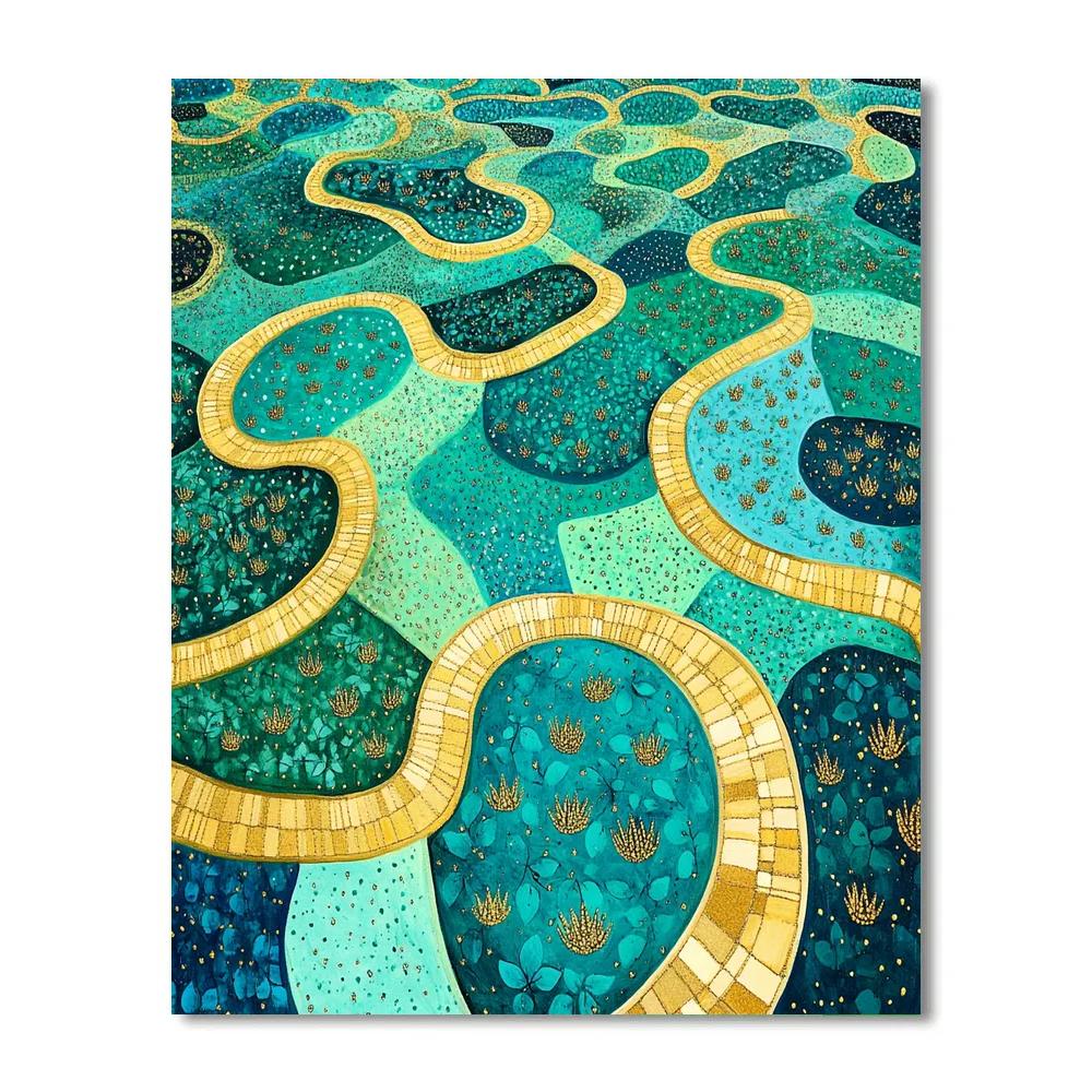 Gustav Klimt Inspired Ornamental Orchard Labyrinth Painting by numbers kit