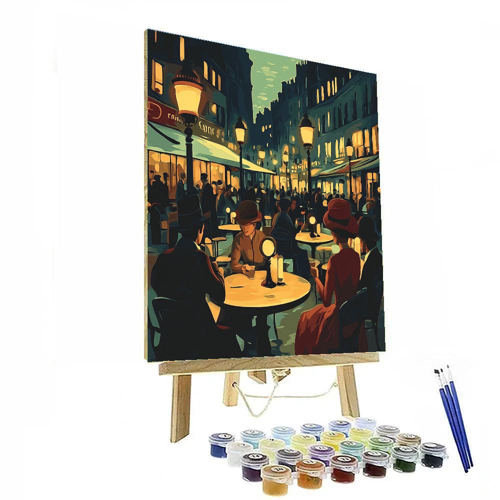 Lautrec Inspired Lively Street Cafe Night paint by number