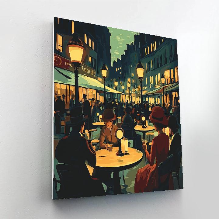 Lautrec Inspired Lively Street Cafe Night paint by number