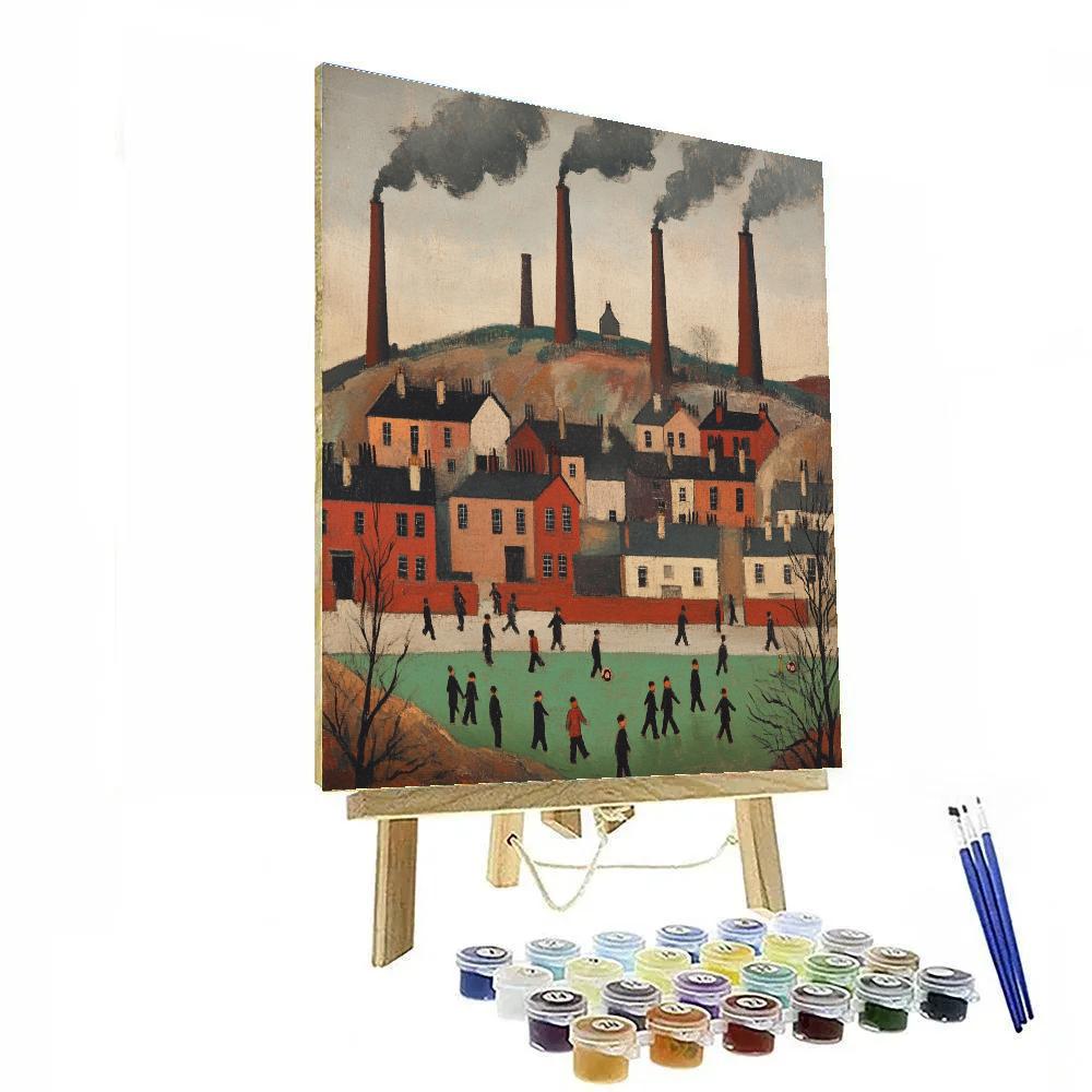 Lowry Inspired Factory Town Football Match Paint by numbers art