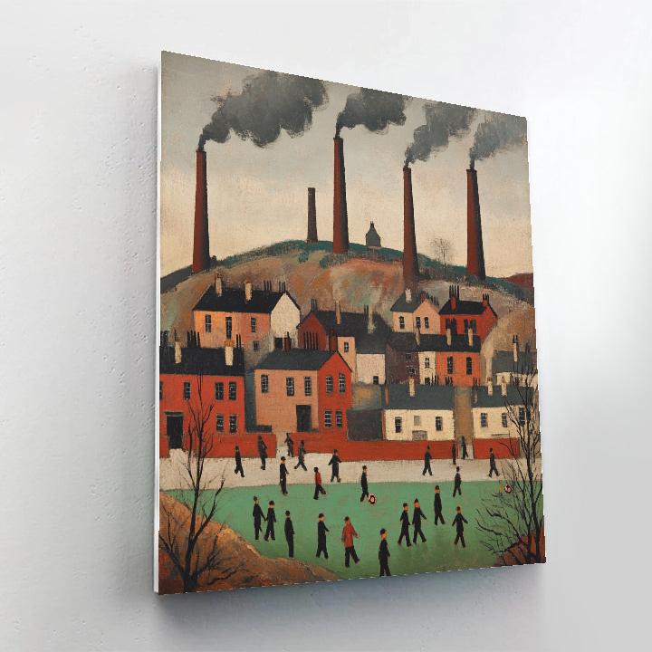 Lowry Inspired Factory Town Football Match Paint by numbers art