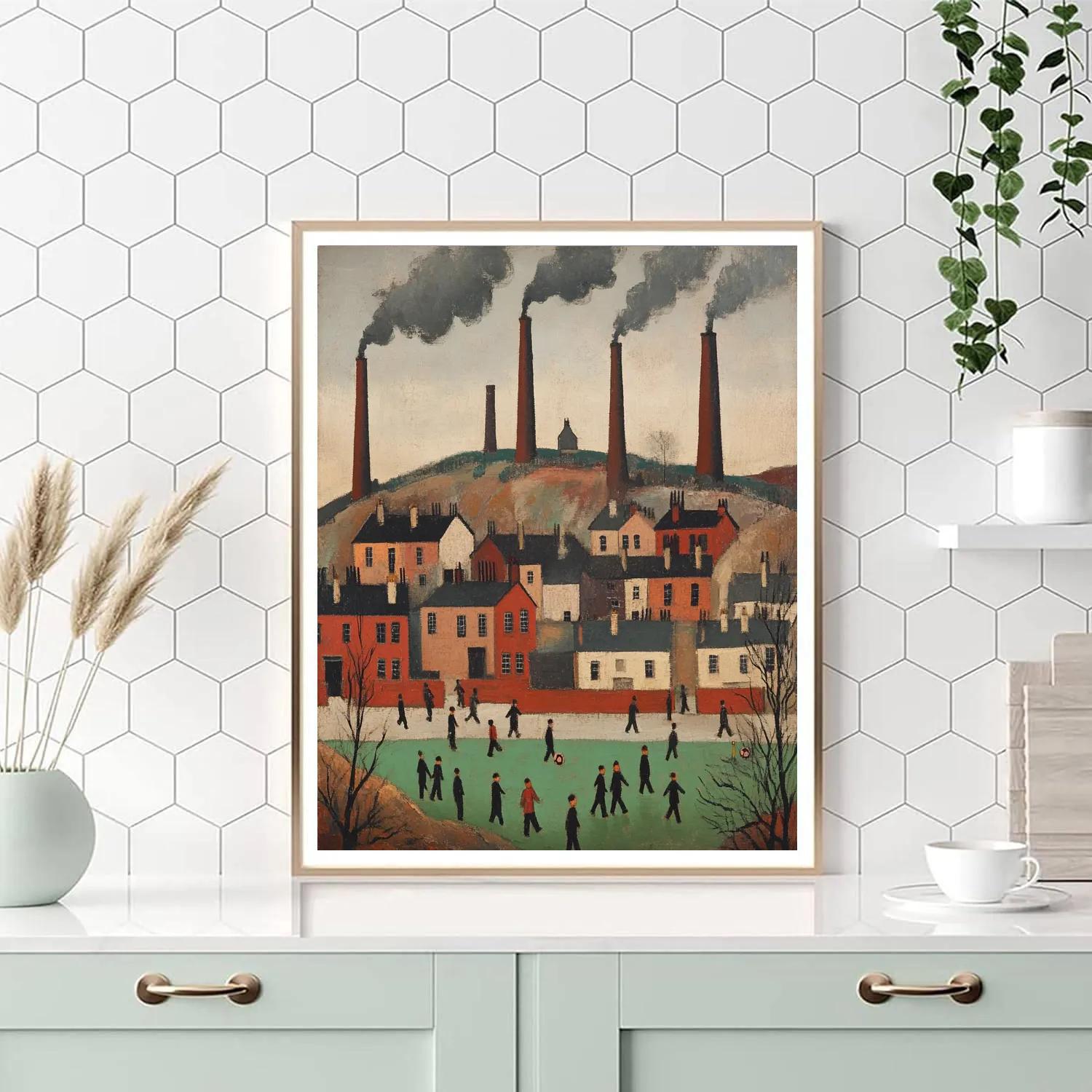 Lowry Inspired Factory Town Football Match Paint by numbers art