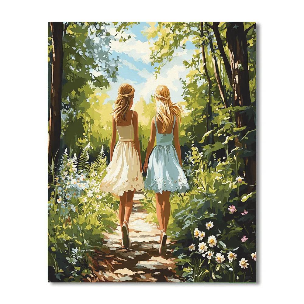 Elsa And Anna’s Summer Forest Stroll Disney Inspired painting number kit