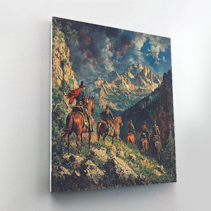Delacroix Inspired Dramatic Mountain Hunt Paint by numbers art