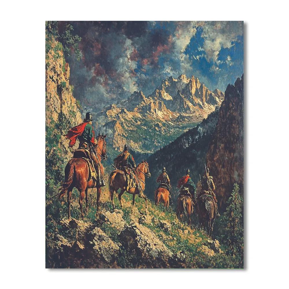 Delacroix Inspired Dramatic Mountain Hunt Paint by numbers art