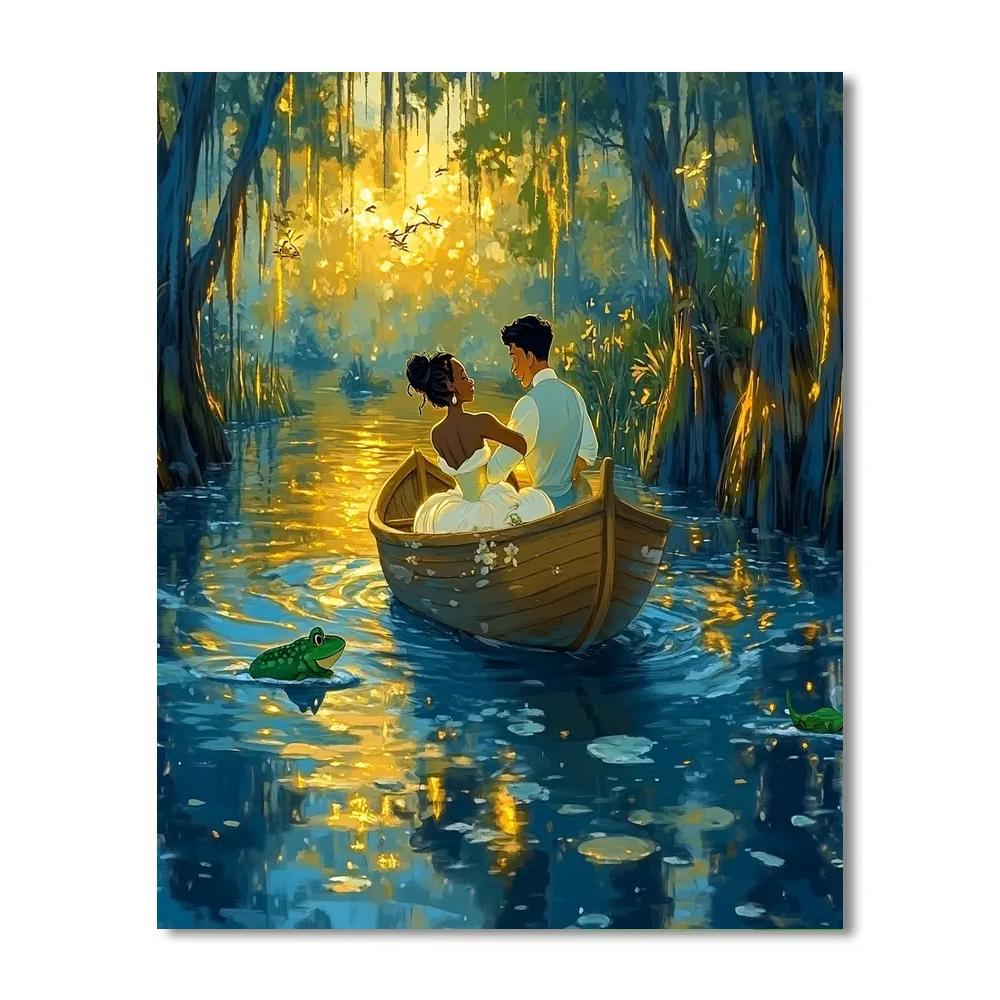 Tiana And Naveen’s Bayou Boat Ride Disney Inspired Number painting