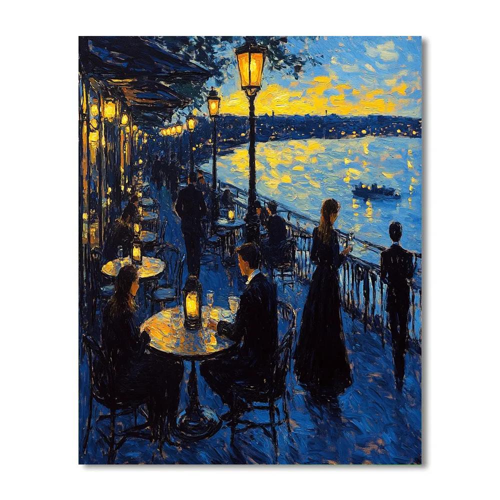 Manet Inspired Cafe Terrace Evening paint by number