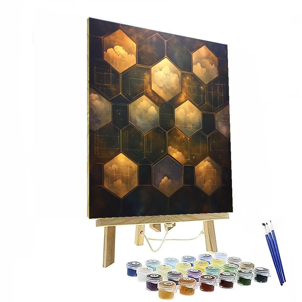 Leonardo Da Vinci Inspired Celestial Honeycomb Numbered painting kits