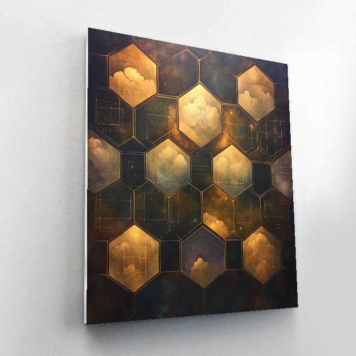 Leonardo Da Vinci Inspired Celestial Honeycomb Numbered painting kits