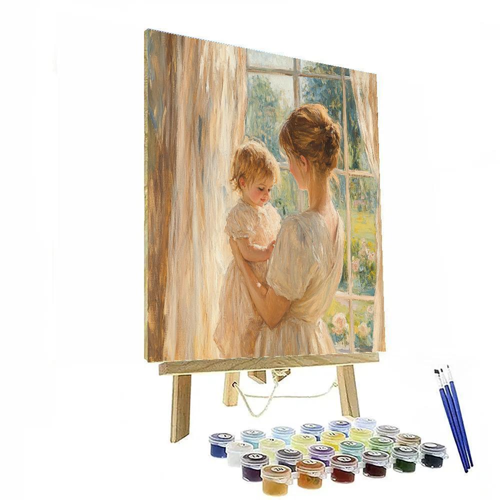 Mary Cassatt Inspired Mother And Child At Window paint by color