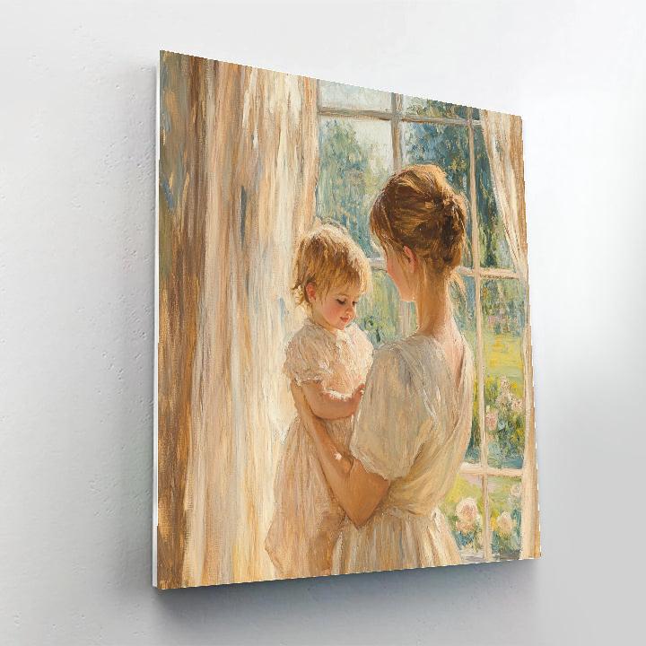 Mary Cassatt Inspired Mother And Child At Window paint by color