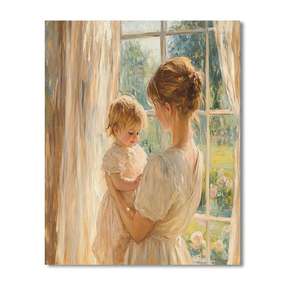 Mary Cassatt Inspired Mother And Child At Window paint by color