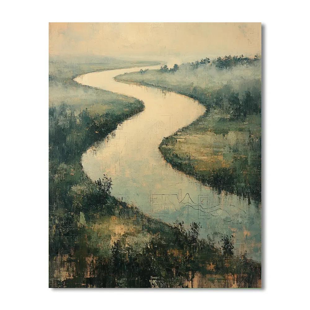 Leonardo Da Vinci Inspired River Mist Geometry painting number kit