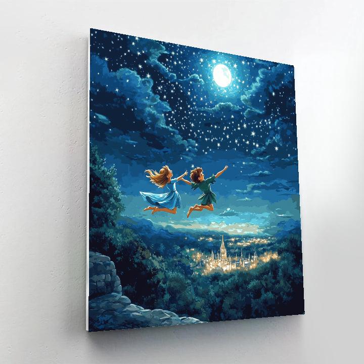 Peter Pan And Wendy’s Starry Flight Disney Inspired Number painting
