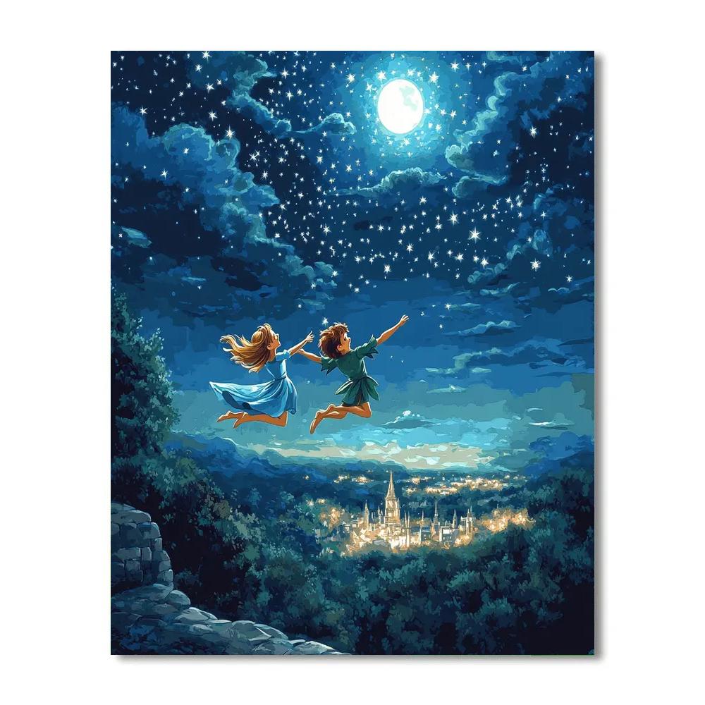 Peter Pan And Wendy’s Starry Flight Disney Inspired Number painting
