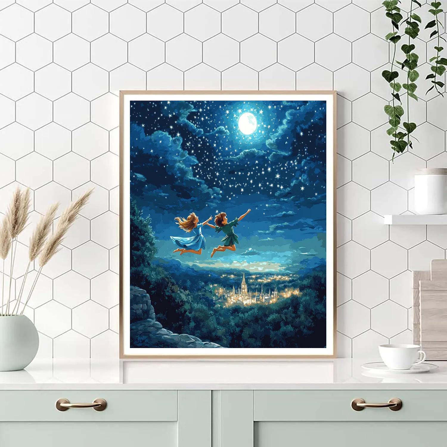 Peter Pan And Wendy’s Starry Flight Disney Inspired Number painting