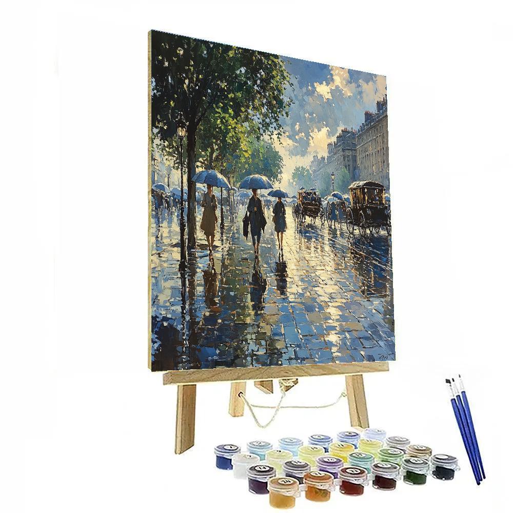Pissarro Inspired Rainy Boulevard Afternoon DIY paint by numbers