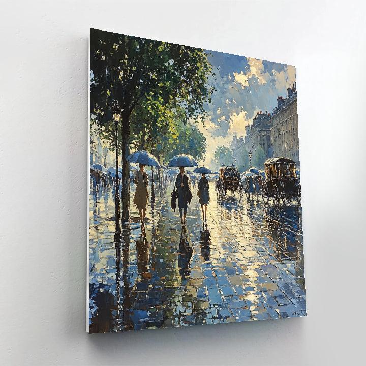 Pissarro Inspired Rainy Boulevard Afternoon DIY paint by numbers