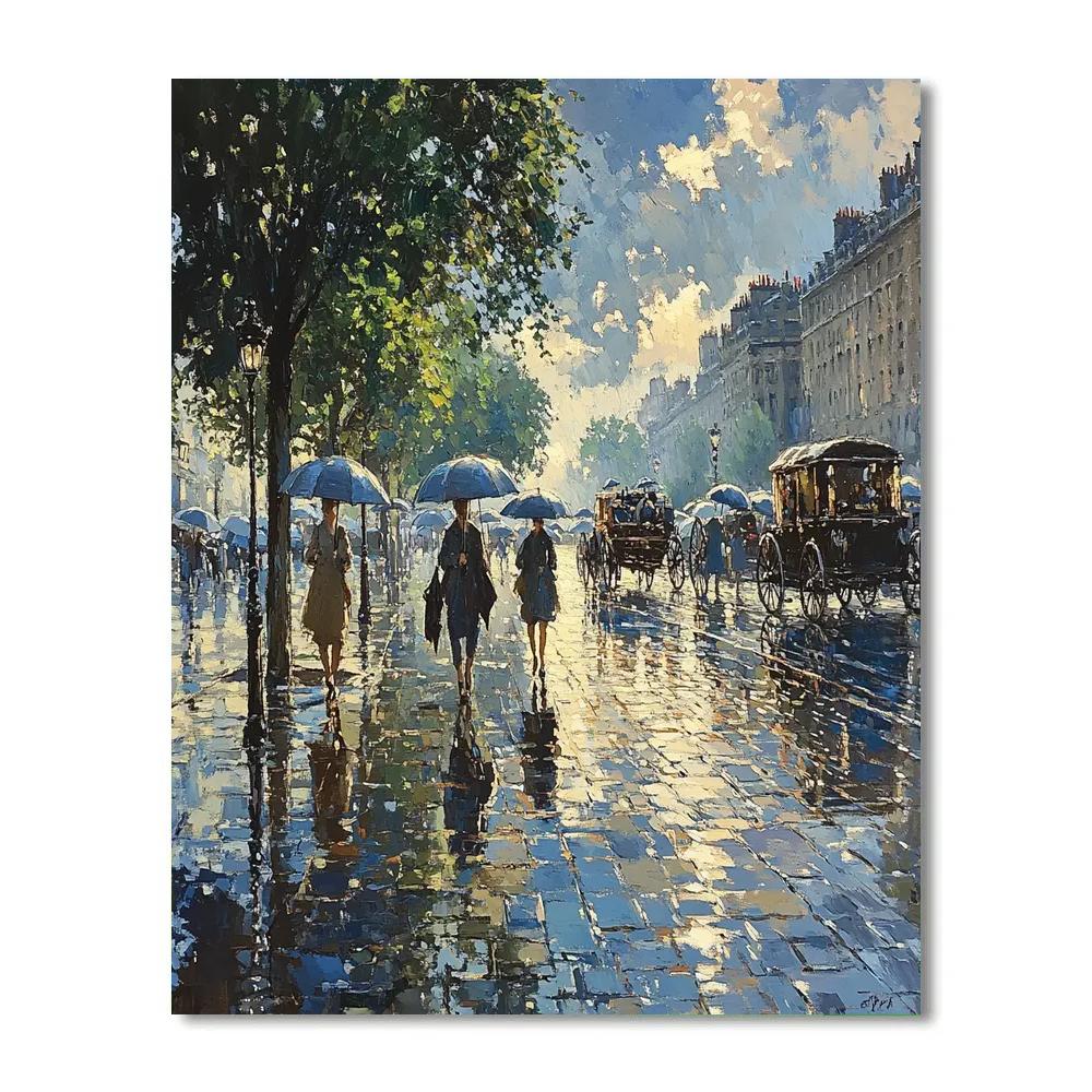Pissarro Inspired Rainy Boulevard Afternoon DIY paint by numbers