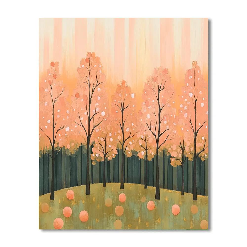 Claude Monet Inspired Peach Orchard At Sunset Number painting