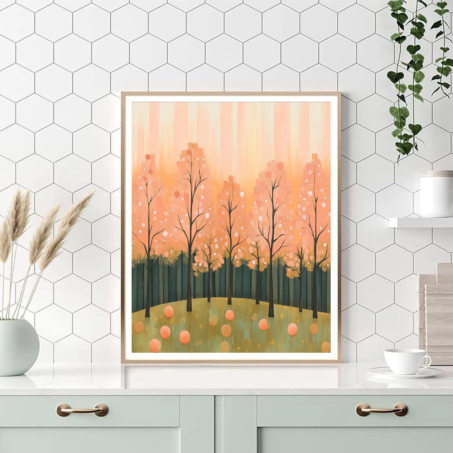 Claude Monet Inspired Peach Orchard At Sunset Number painting