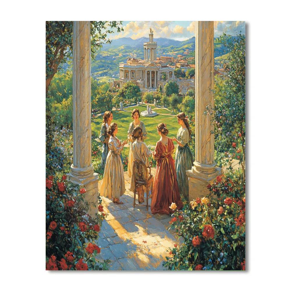 Raphael Inspired Idealized Garden Gathering DIY paint by numbers