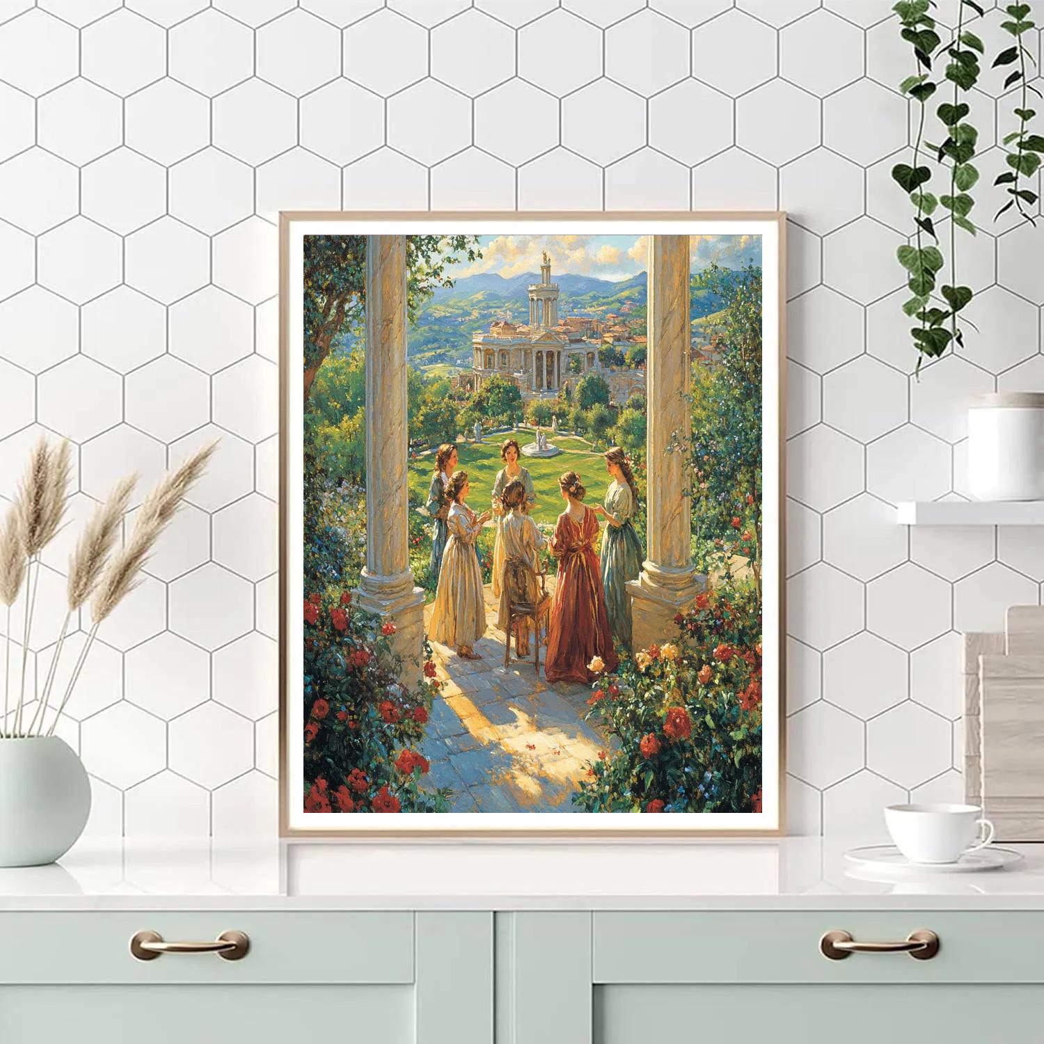Raphael Inspired Idealized Garden Gathering DIY paint by numbers