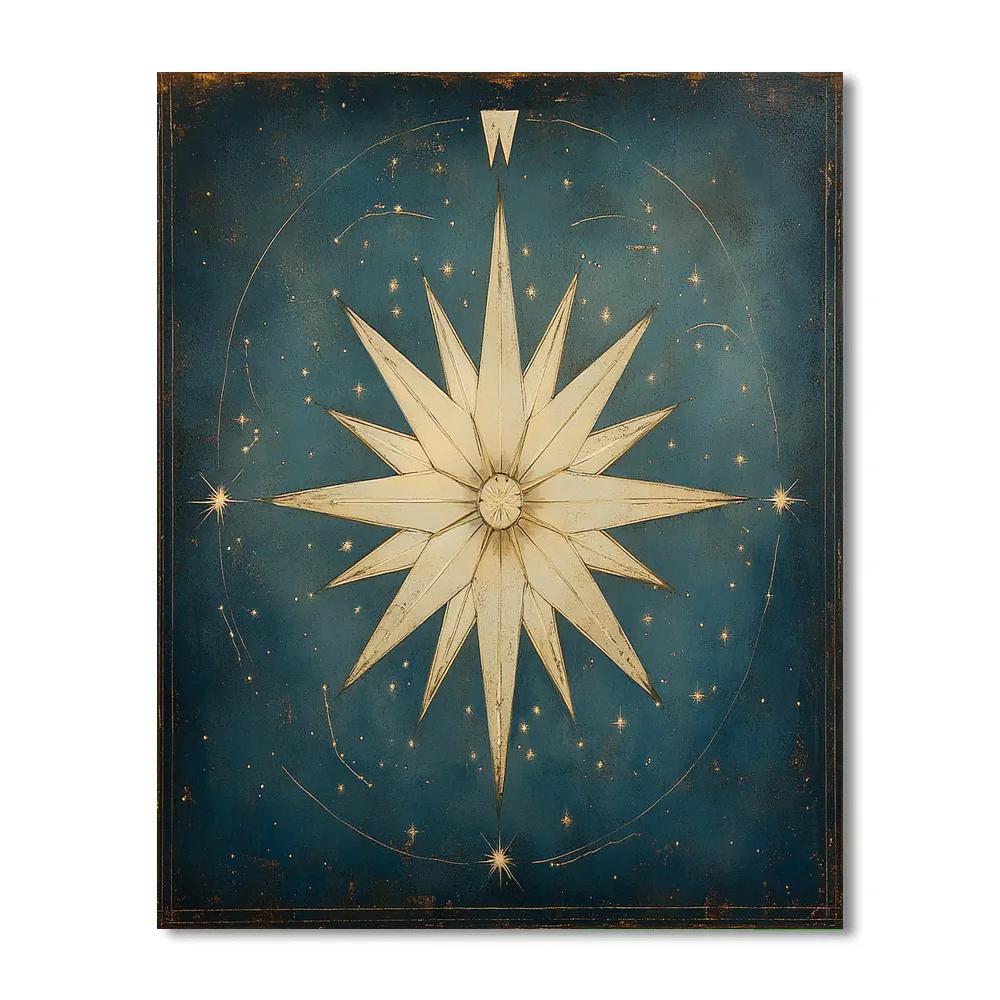 Leonardo Da Vinci Inspired Celestial Compass Rose Paint by numbers kits