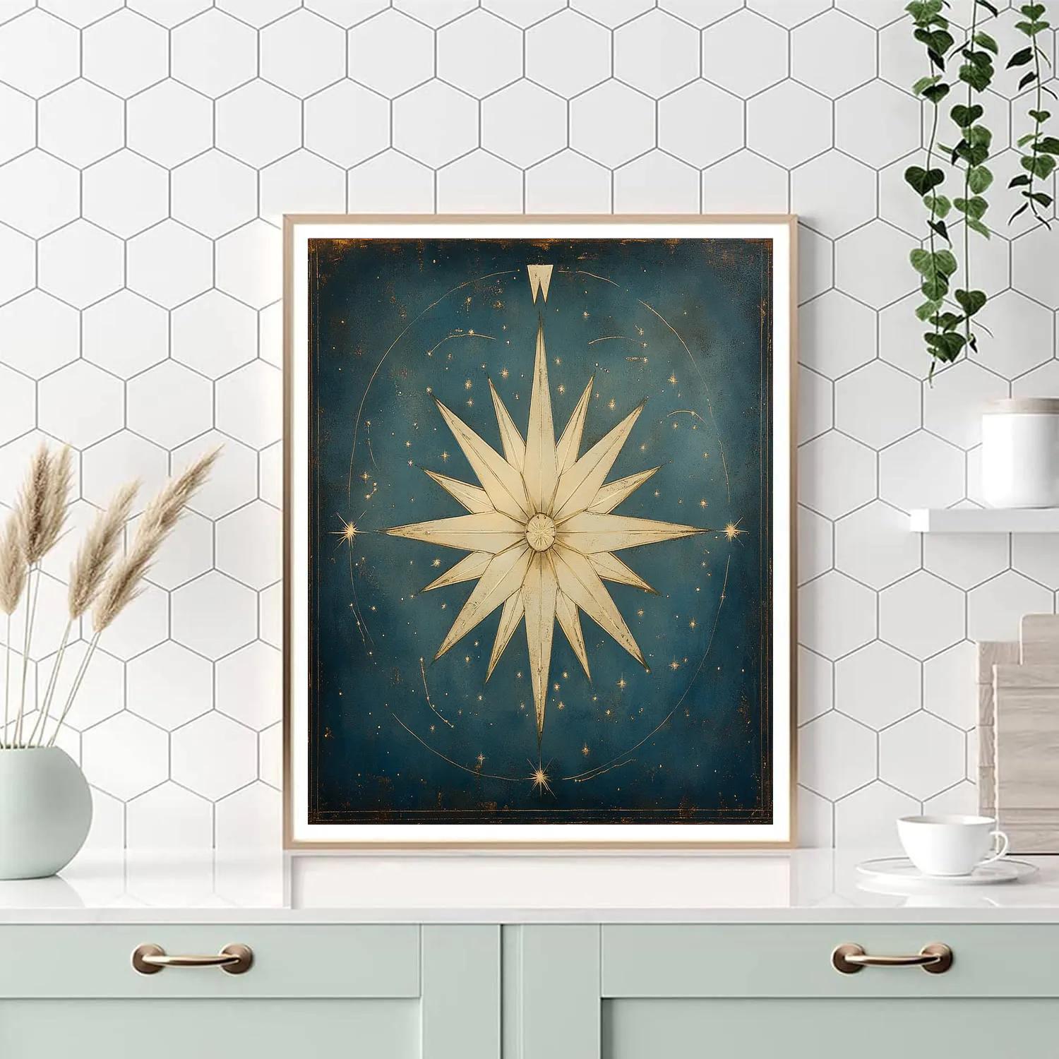 Leonardo Da Vinci Inspired Celestial Compass Rose Paint by numbers kits