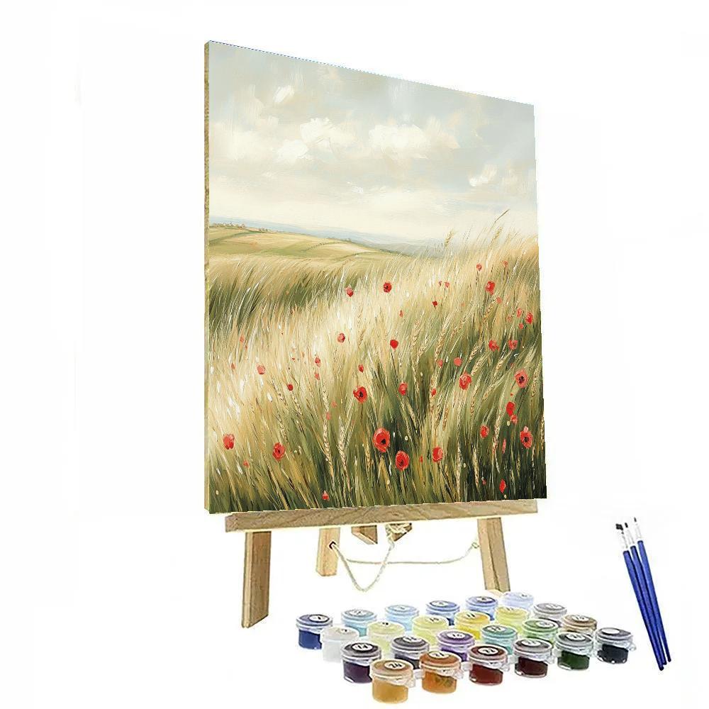 Claude Monet Inspired Wind Over Wheat And Poppies Numbered painting kits