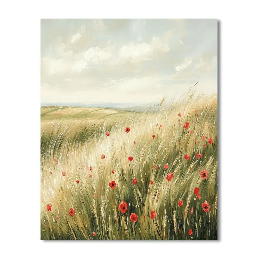 Claude Monet Inspired Wind Over Wheat And Poppies Numbered painting kits