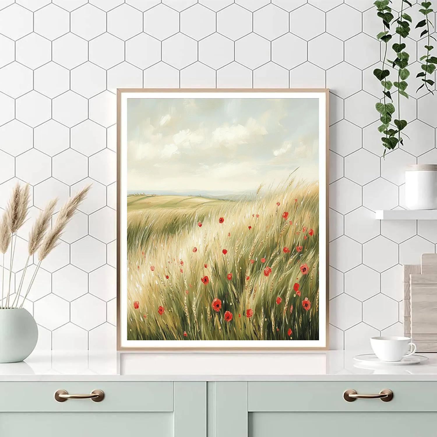 Claude Monet Inspired Wind Over Wheat And Poppies Numbered painting kits