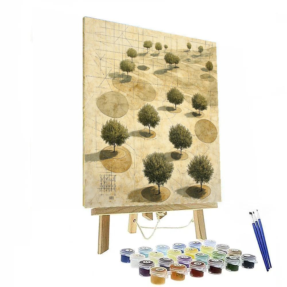 Leonardo Da Vinci Inspired Orchard Constellation Floor paint by color