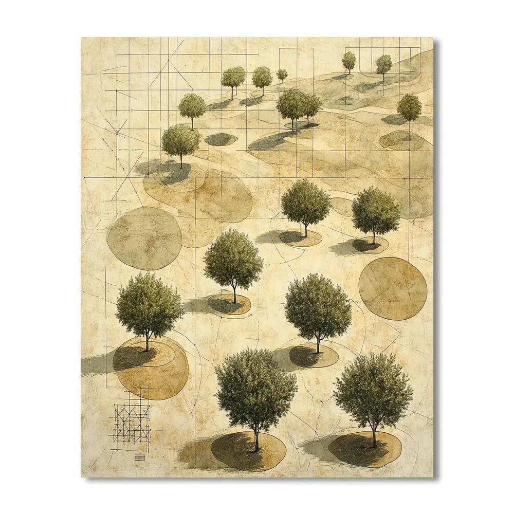 Leonardo Da Vinci Inspired Orchard Constellation Floor paint by color