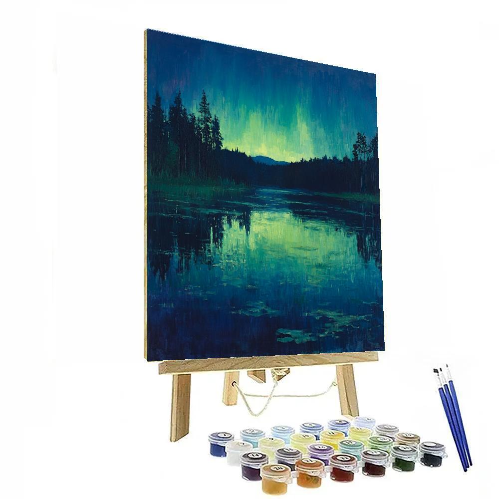 Monet Inspired Aurora Reflected Lake Painting by numbers kit