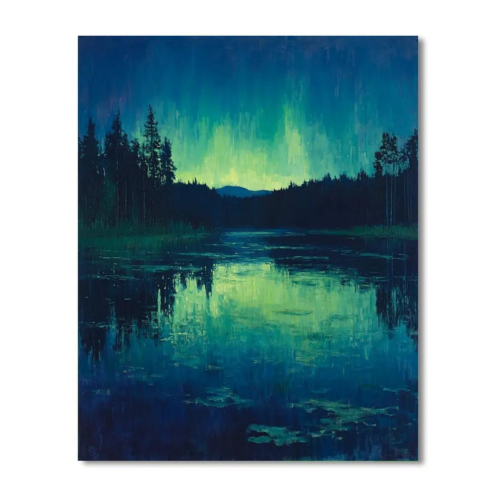 Monet Inspired Aurora Reflected Lake Painting by numbers kit