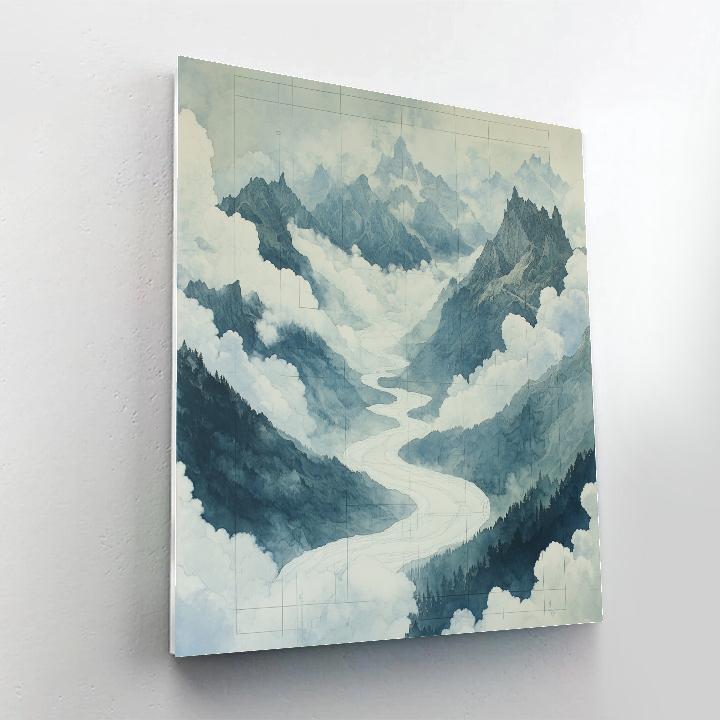 Leonardo Da Vinci Inspired Mountain Cloud Rivers painting number kit