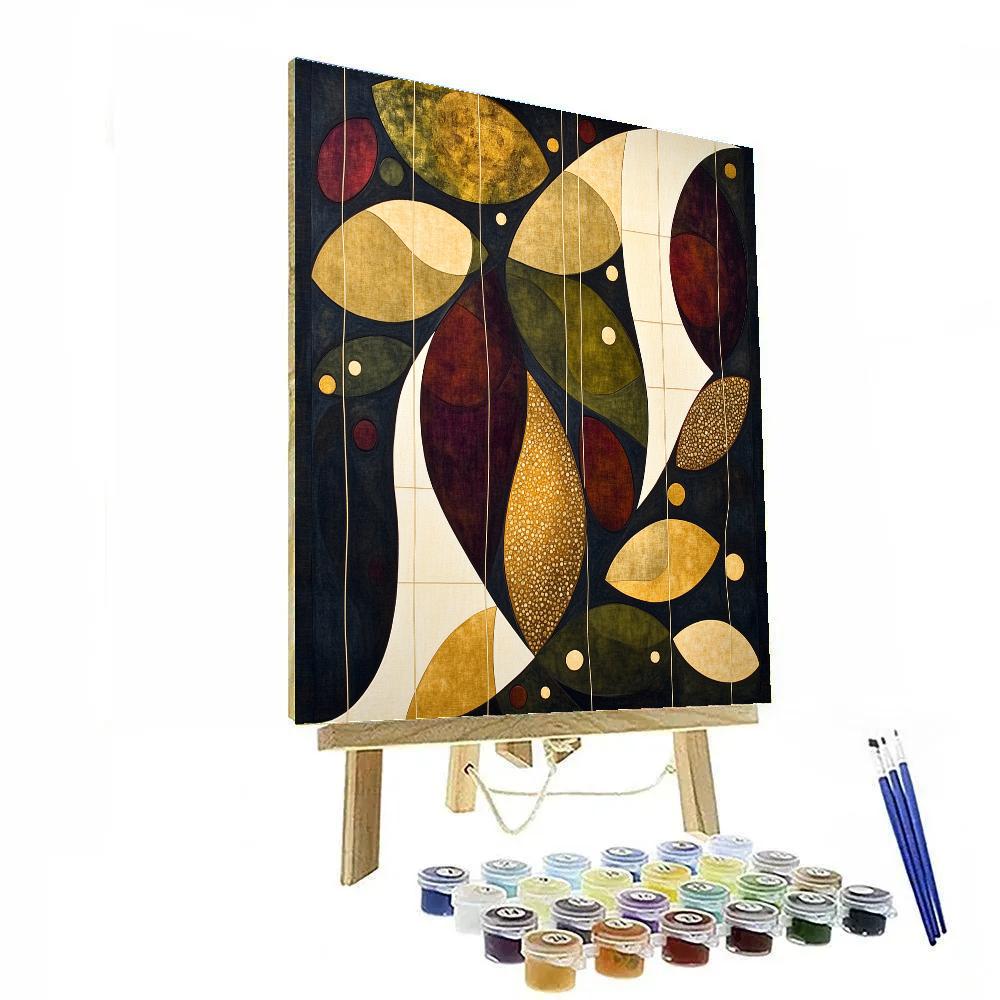 Gustav Klimt Inspired Golden Forest Floor Mosaic paint by numbers