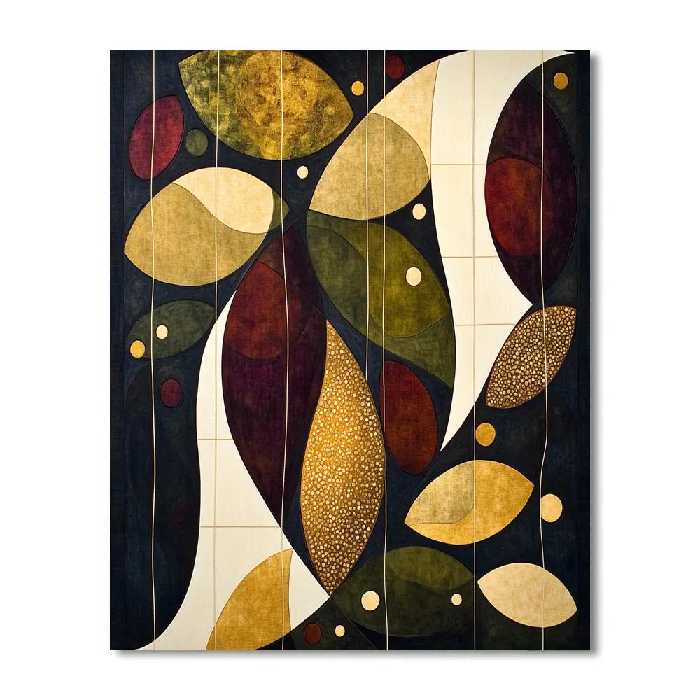 Gustav Klimt Inspired Golden Forest Floor Mosaic paint by numbers