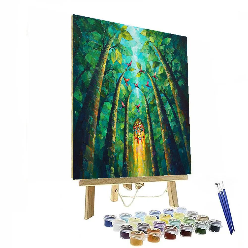 Frida Kahlo Inspired Hummingbird Rainforest Cathedral painting number kit