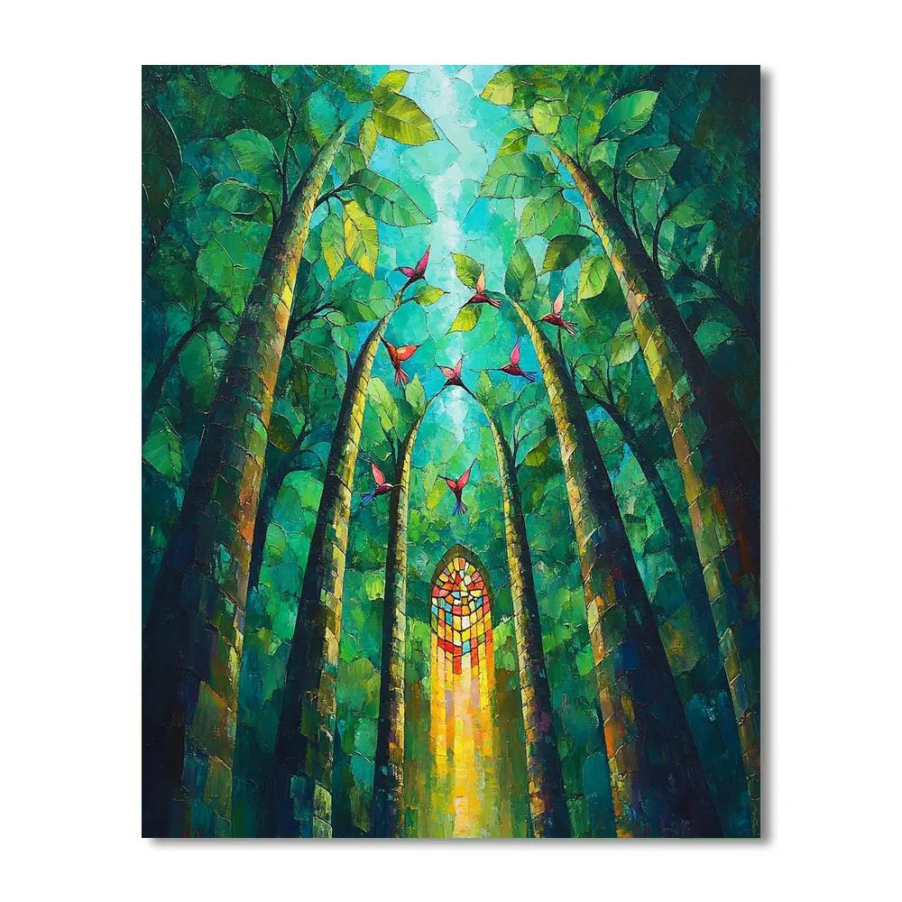 Frida Kahlo Inspired Hummingbird Rainforest Cathedral painting number kit
