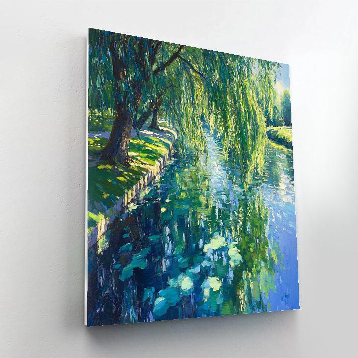 Claude Monet Inspired Summer Willow On Canal DIY paint by numbers