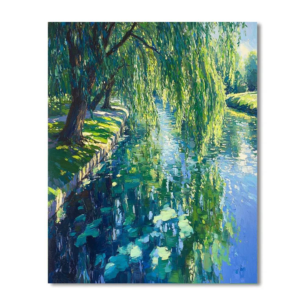Claude Monet Inspired Summer Willow On Canal DIY paint by numbers