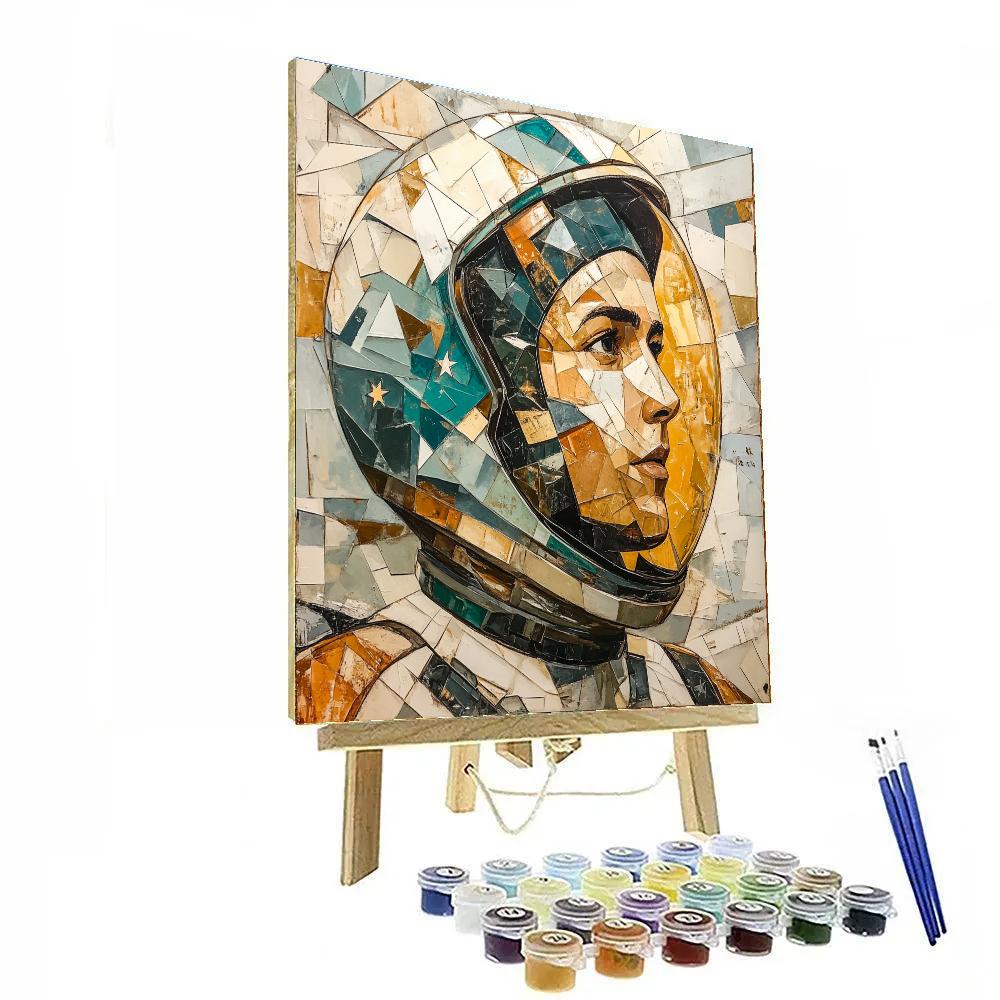 Picasso Inspired Cubist Astronaut Portrait DIY paint by numbers