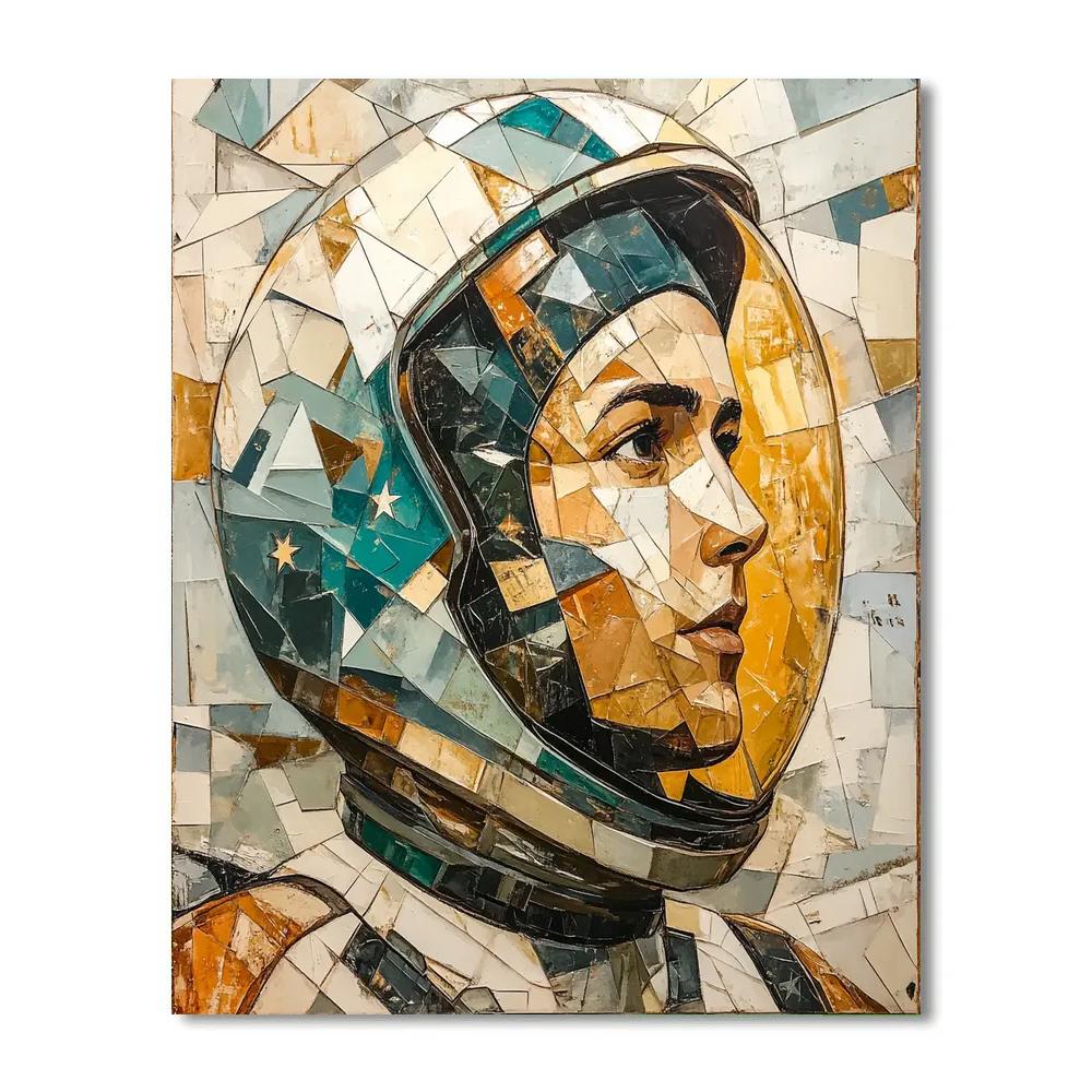 Picasso Inspired Cubist Astronaut Portrait DIY paint by numbers