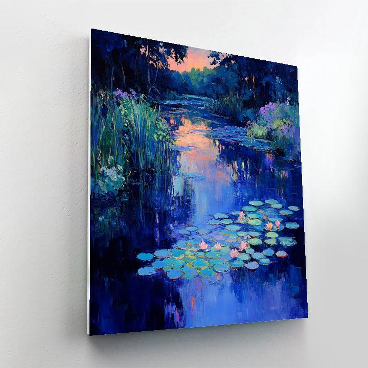 Claude Monet Inspired Garden Pond In Late Evening paint by number